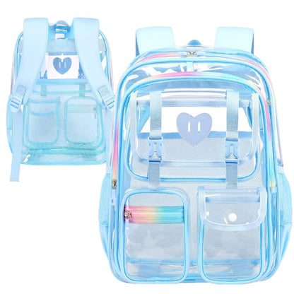 Laptop Backpack – PVC, Clear, Transparent, Multi-Pocket – detail view 2