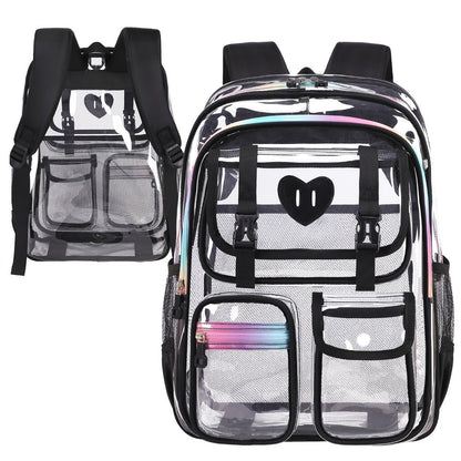 Laptop Backpack – PVC, Clear, Transparent, Multi-Pocket – detail view 4