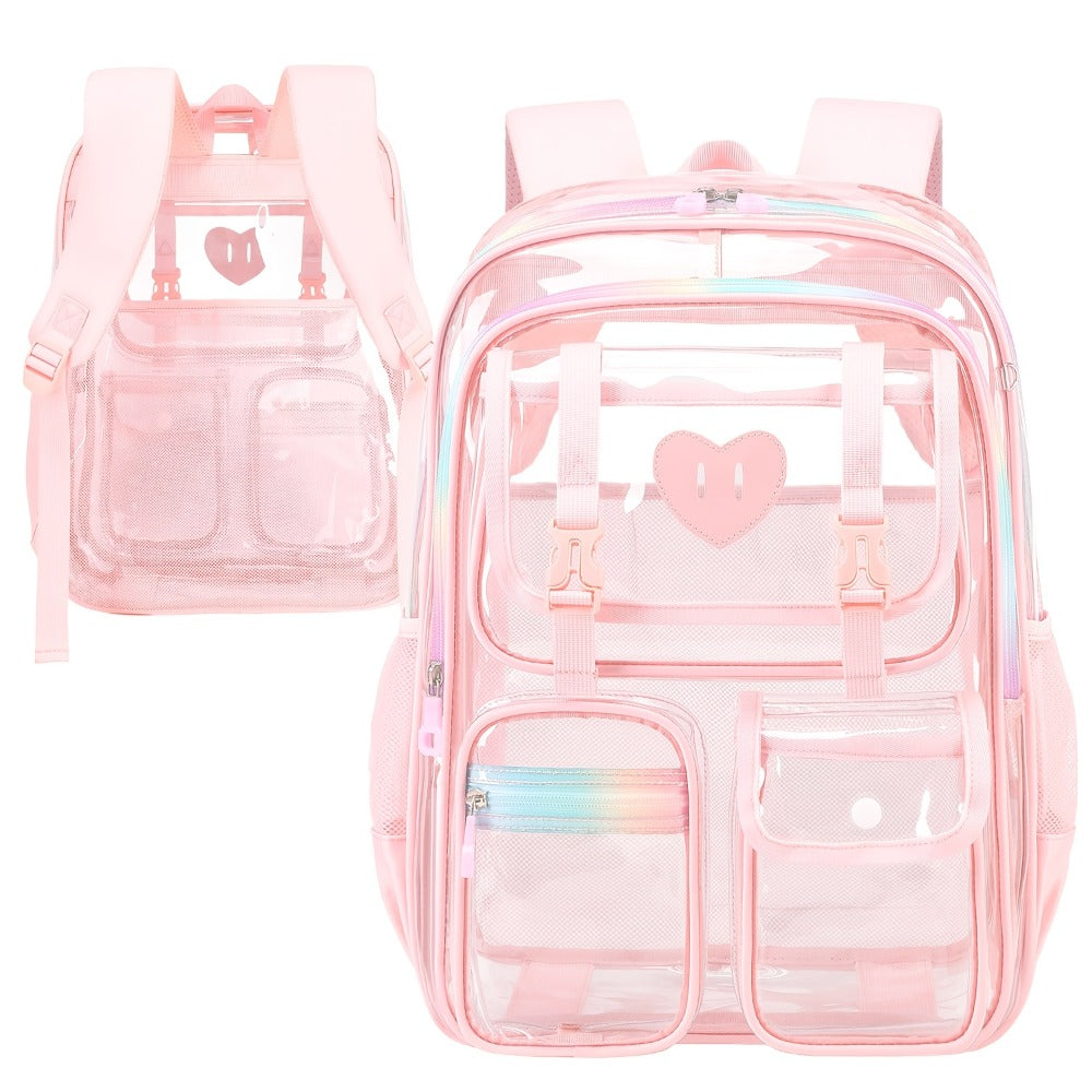 Laptop Backpack – PVC, Clear, Transparent, Multi-Pocket – detail view 7