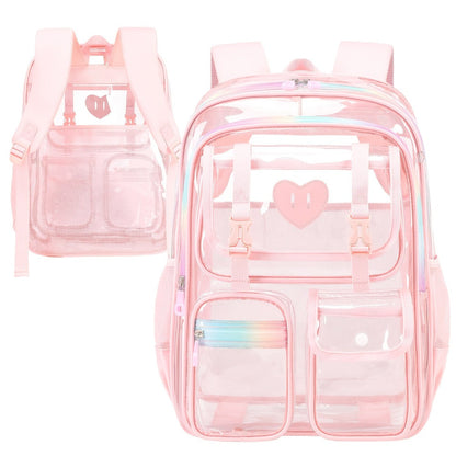Laptop Backpack – PVC, Clear, Transparent, Multi-Pocket – detail view 7