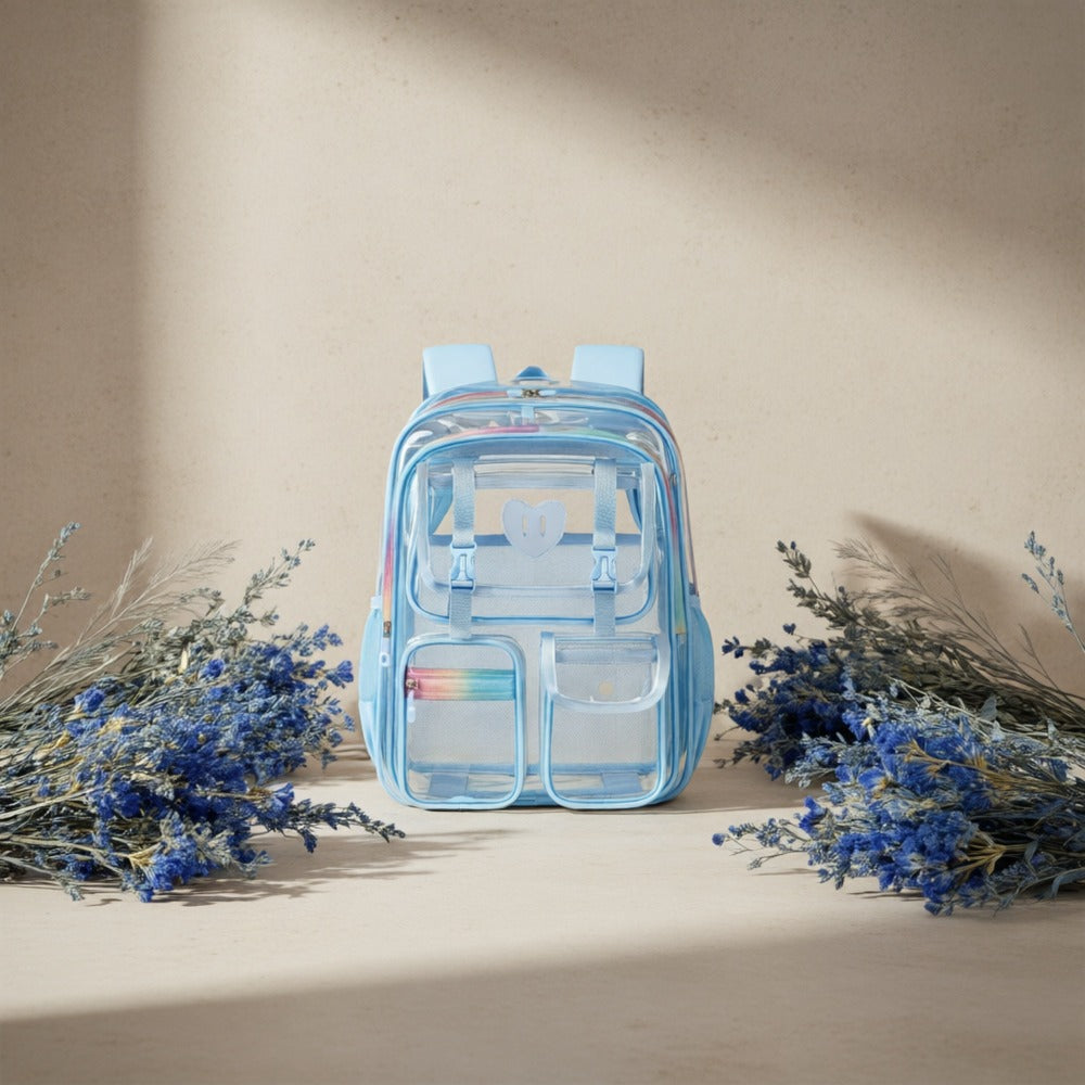 Laptop Backpack – PVC, Clear, Transparent, Multi-Pocket – detail view 8