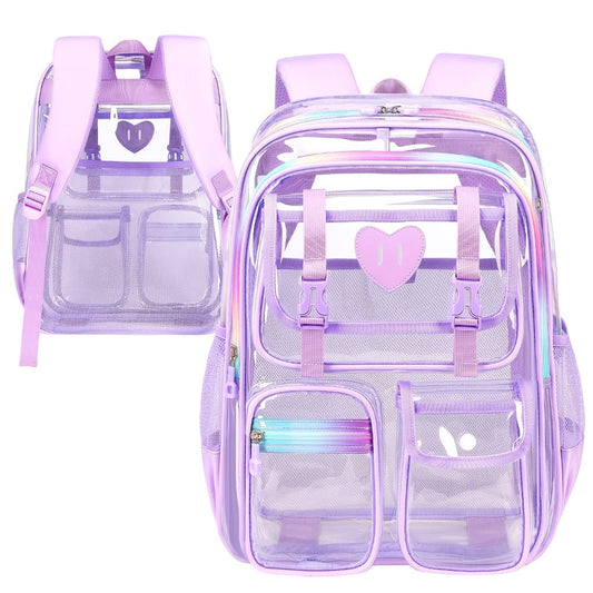 Laptop Backpack – PVC, Clear, Transparent, Multi-Pocket – front view