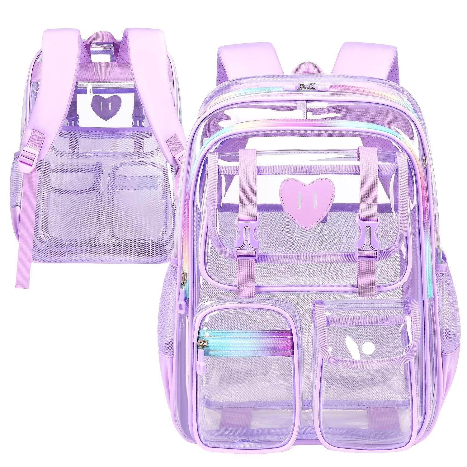 Laptop Backpack – PVC, Clear, Transparent, Multi-Pocket – detail view 12
