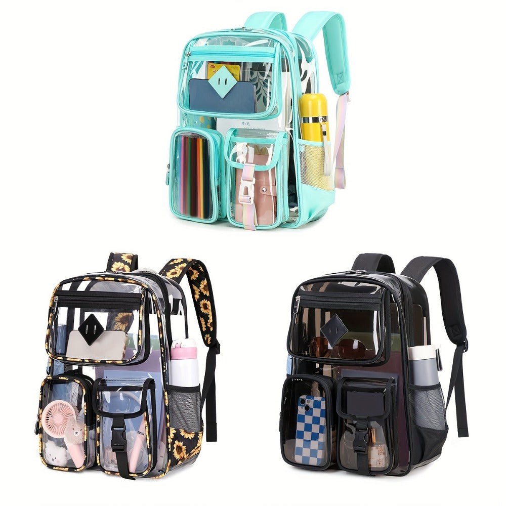 Laptop Backpack – PVC, Clear, Large Capacity, Transparent – detail view 3