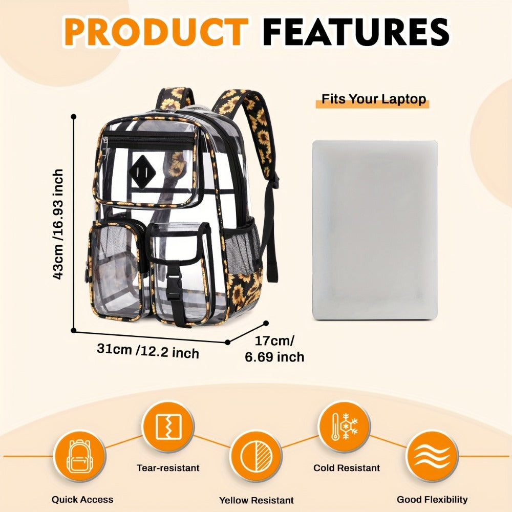 Laptop Backpack – PVC, Clear, Large Capacity, Transparent – detail view 5