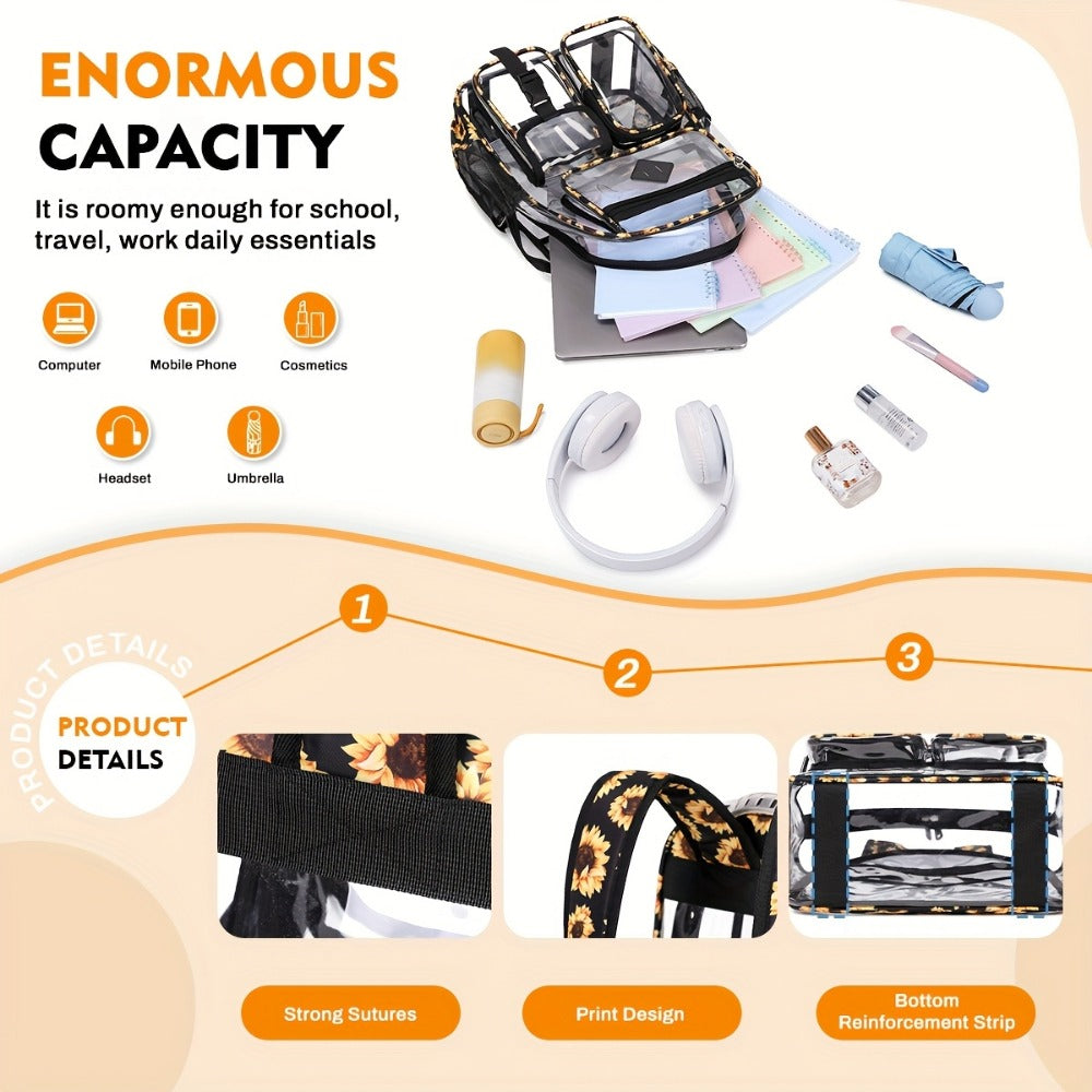 Laptop Backpack – PVC, Clear, Large Capacity, Transparent – detail view 6