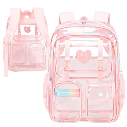 Laptop Backpack – PVC, Clear, Transparent, for Travel & School – detail view 11