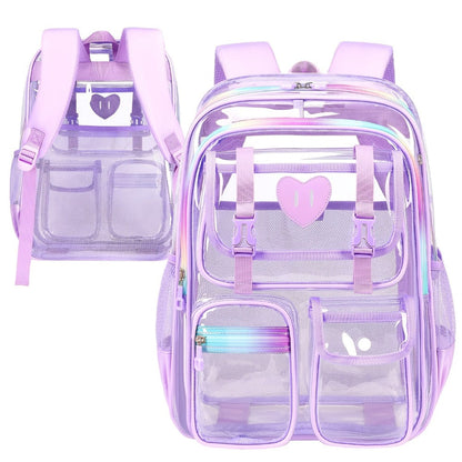 Laptop Backpack – PVC, Clear, Transparent, for Travel & School – front view