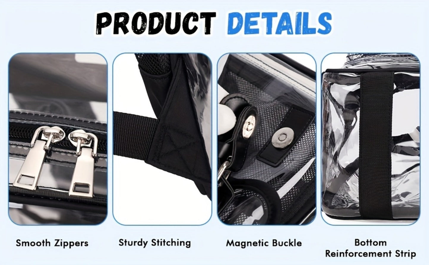 Laptop Backpack – PVC, Clear, Large Capacity, Transparent – detail view 13