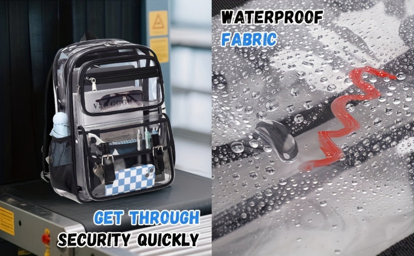 Laptop Backpack – PVC, Clear, Large Capacity, Transparent – detail view 14