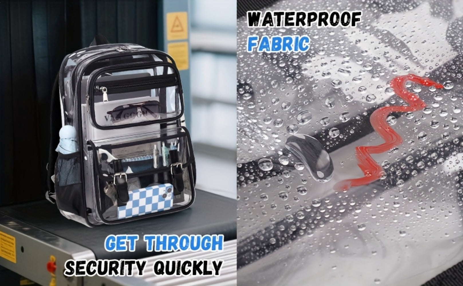 Laptop Backpack – PVC, Clear, Large Capacity, Transparent – detail view 14