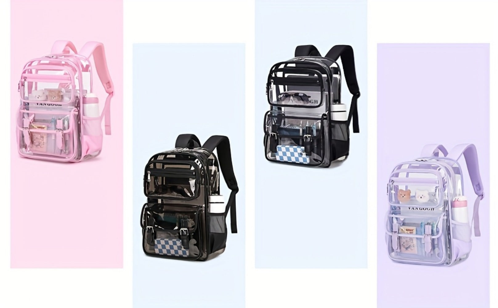 Laptop Backpack – PVC, Clear, Large Capacity, Transparent – detail view 15
