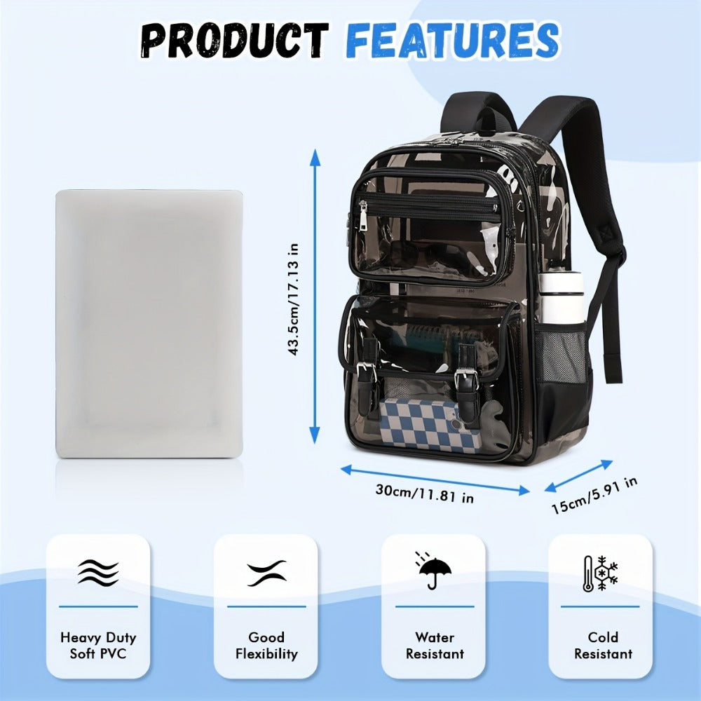 Laptop Backpack – PVC, Clear, Large Capacity, Transparent – detail view 4