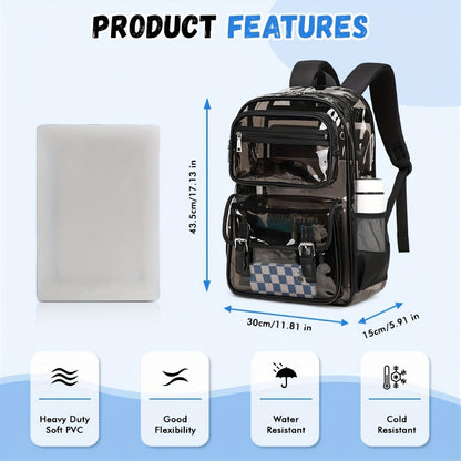 Laptop Backpack – PVC, Clear, Large Capacity, Transparent – detail view 4