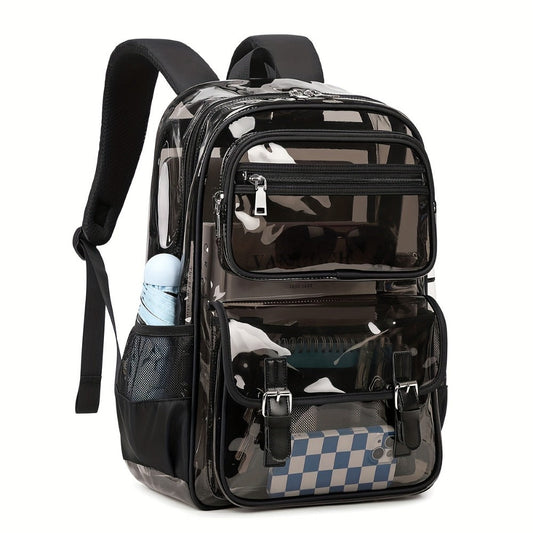Laptop Backpack – PVC, Clear, Large Capacity, Transparent – front view
