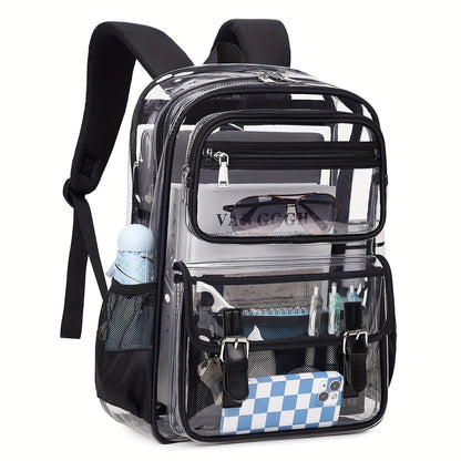 Laptop Backpack – PVC, Transparent, Large Capacity, Multi-Pocket – front view - product view 17