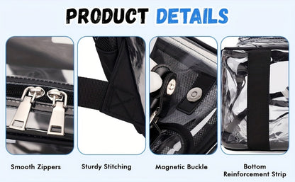 Laptop Backpack – PVC, Transparent, Large Capacity, Multi-Pocket – detail view 14