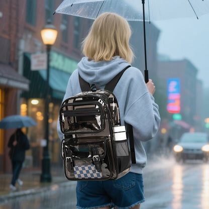 Laptop Backpack – PVC, Transparent, Large Capacity, Multi-Pocket – detail view 4