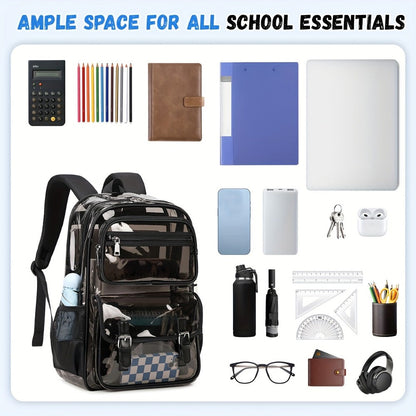 Laptop Backpack – PVC, Transparent, Large Capacity, Multi-Pocket – detail view 7