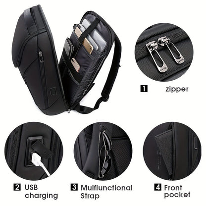 Laptop Backpack – USB Charging, Large Capacity, Trolley Sleeve, for Travel & Work – alternate view
