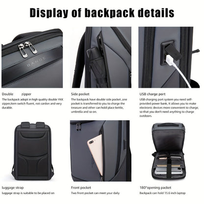 Laptop Backpack – USB Charging, Large Capacity, Trolley Sleeve, for Travel & Work – detail view 19