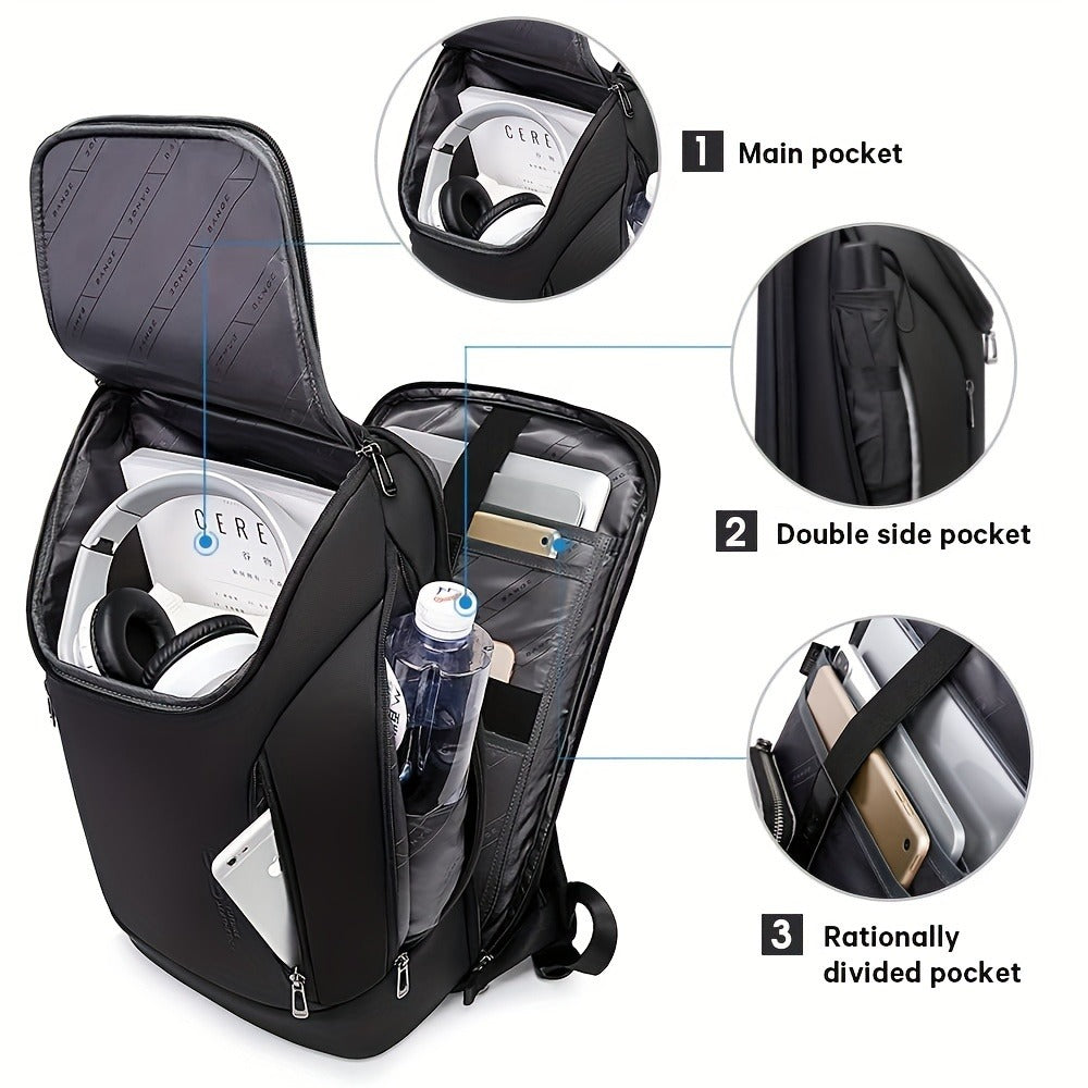Laptop Backpack – USB Charging, Large Capacity, Trolley Sleeve, for Travel & Work – detail view 3