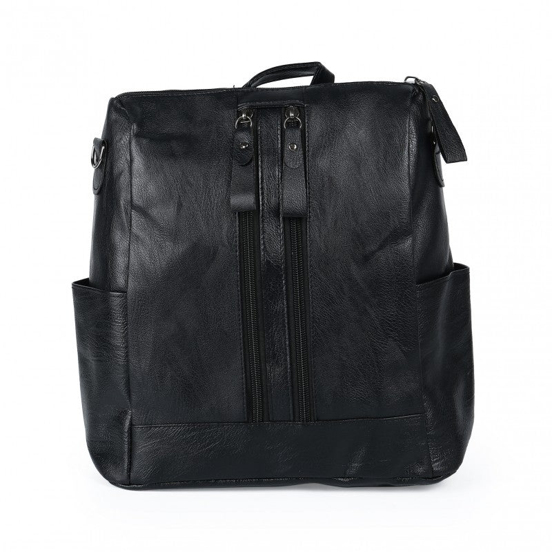 Laptop Backpack – Vegan Leather, Multi-Pocket, Large Capacity, for Travel & Work – front view - product view 12