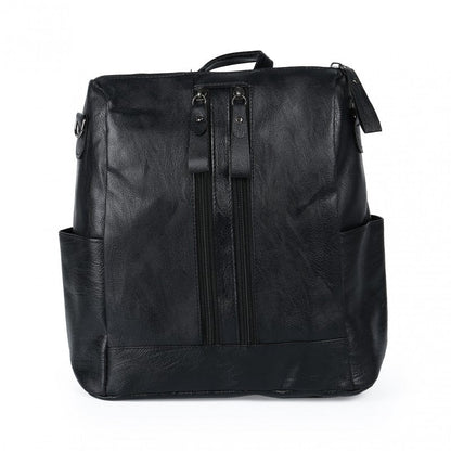 Laptop Backpack – Vegan Leather, Multi-Pocket, Large Capacity, for Travel & Work – front view - product view 12