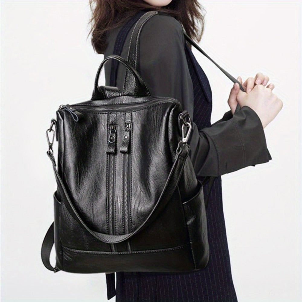 Laptop Backpack – Vegan Leather, Multi-Pocket, Large Capacity, for Travel & Work – detail view 11