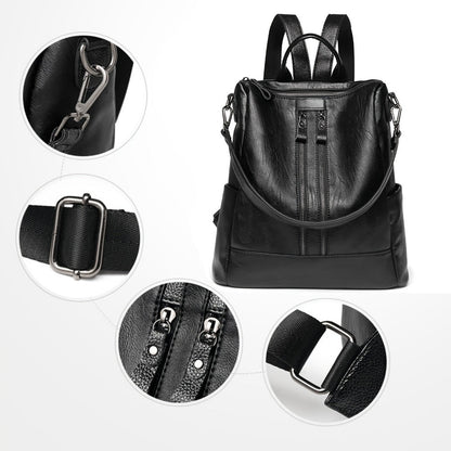 Laptop Backpack – Vegan Leather, Multi-Pocket, Large Capacity, for Travel & Work – detail view 5