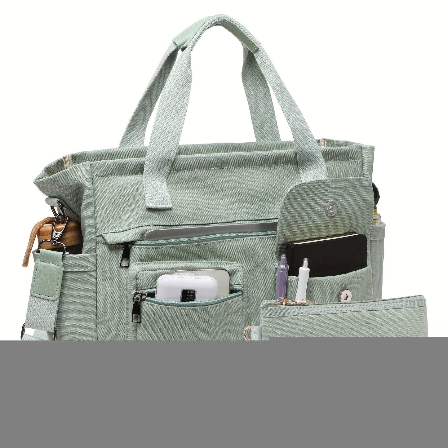 Laptop Bag – 2 Piece, Canvas, Nylon, Adjustable Strap – alternate view