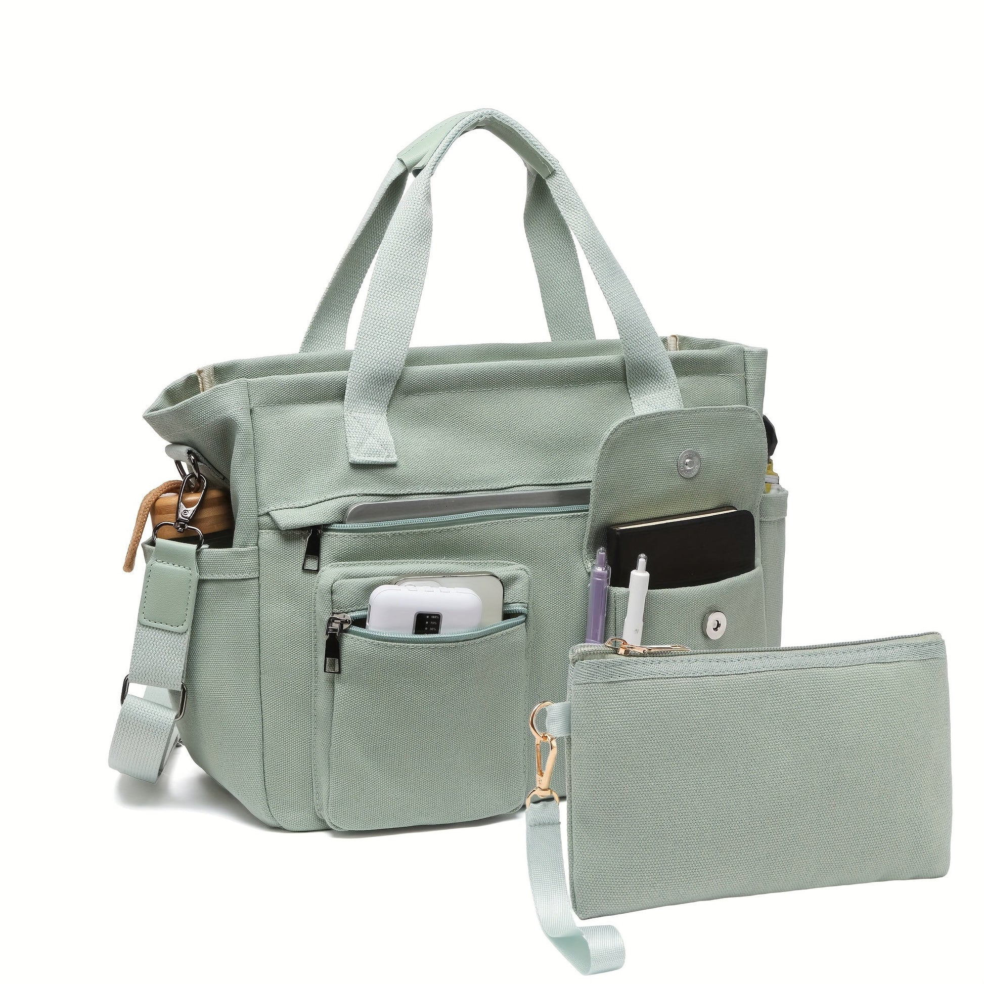 Laptop Bag – 2 Piece, Canvas, Nylon, Adjustable Strap – front view - product view 29