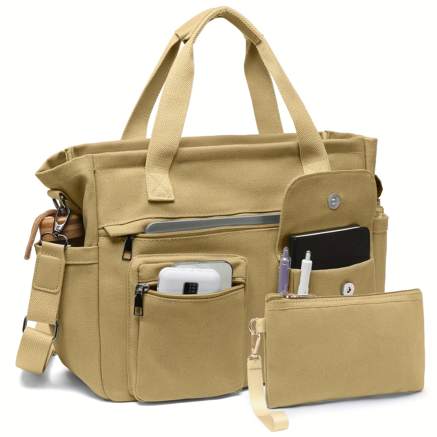 Laptop Bag – 2 Piece, Canvas, Nylon, Adjustable Strap – detail view 15
