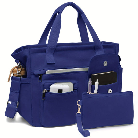 Laptop Bag – 2 Piece, Canvas, Nylon, Adjustable Strap – front view