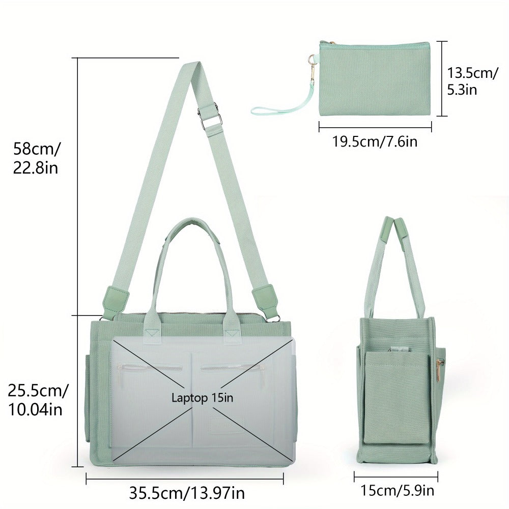 Laptop Bag – 2-Piece, Canvas, Multi-Pocket, for Travel & Work – detail view 14