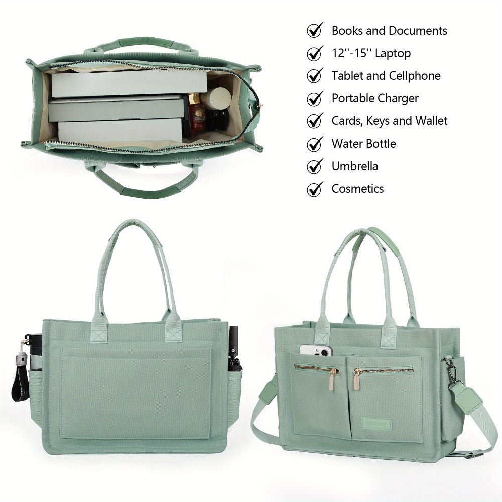 Laptop Bag – 2-Piece, Canvas, Multi-Pocket, for Travel & Work – detail view 15