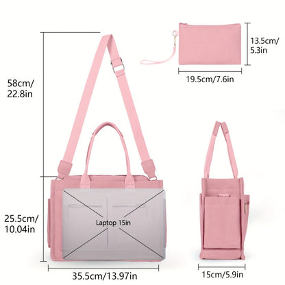Laptop Bag – 2-Piece, Canvas, Multi-Pocket, for Travel & Work – alternate view