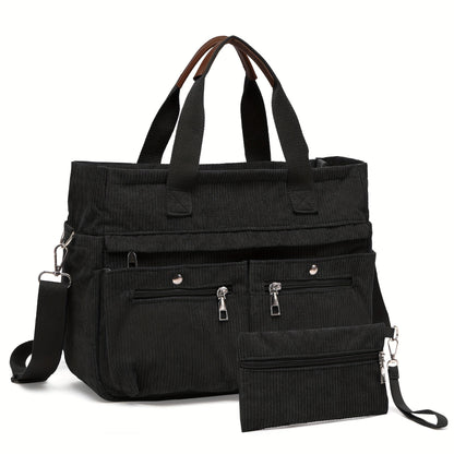 Laptop Bag – 2-Piece, Corduroy, Large Capacity, Adjustable Strap – detail view 18