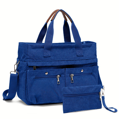 Laptop Bag – 2-Piece, Corduroy, Large Capacity, Adjustable Strap – detail view 22