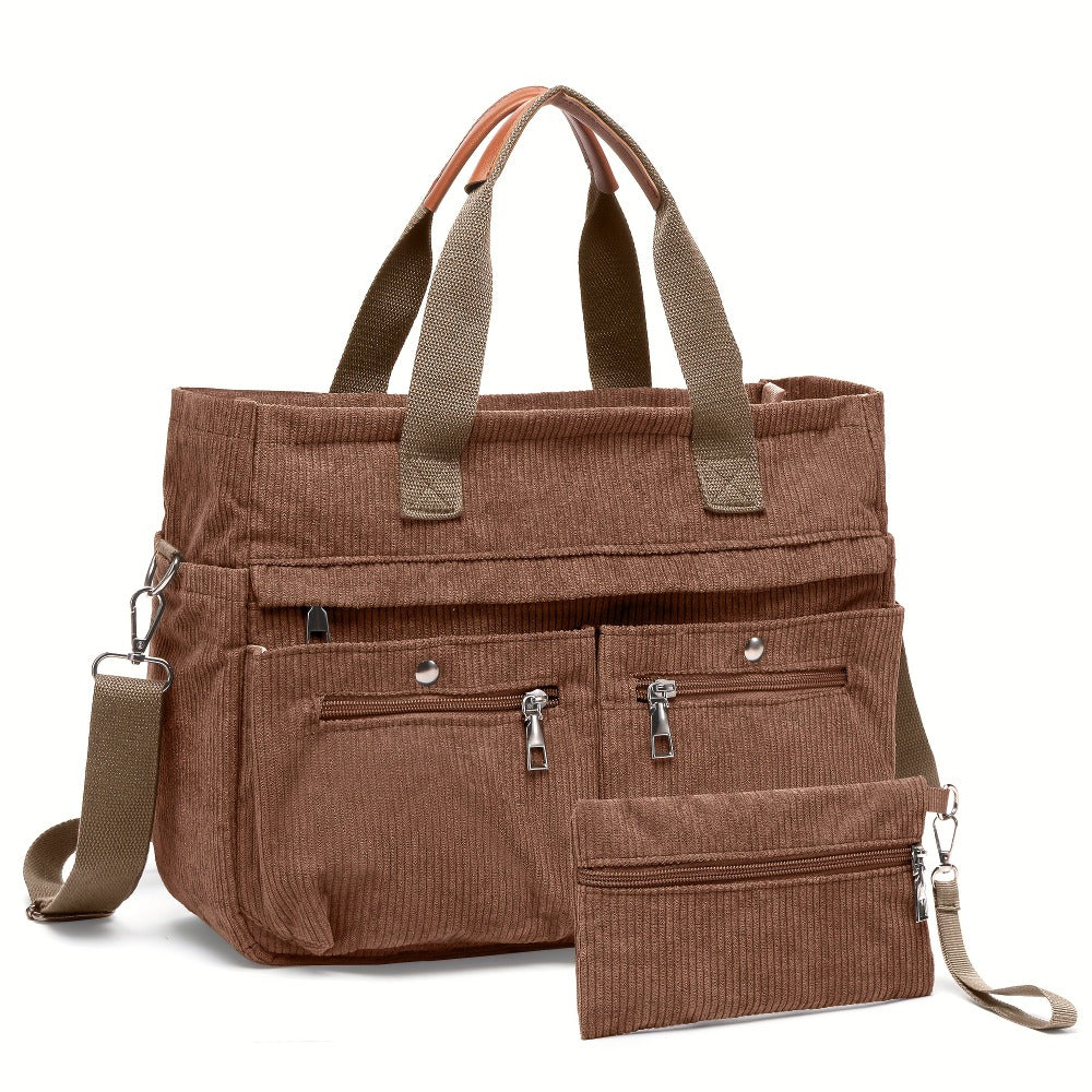 Laptop Bag – 2-Piece, Corduroy, Large Capacity, Adjustable Strap – detail view 9