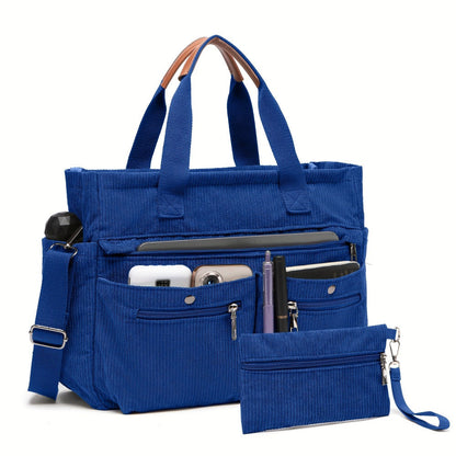 Laptop Bag – 2-Piece, Corduroy, Large Capacity, Adjustable Strap – detail view 15