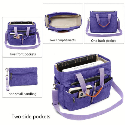 Laptop Bag – 2-Piece, Corduroy, Large Capacity, Adjustable Strap – detail view 16