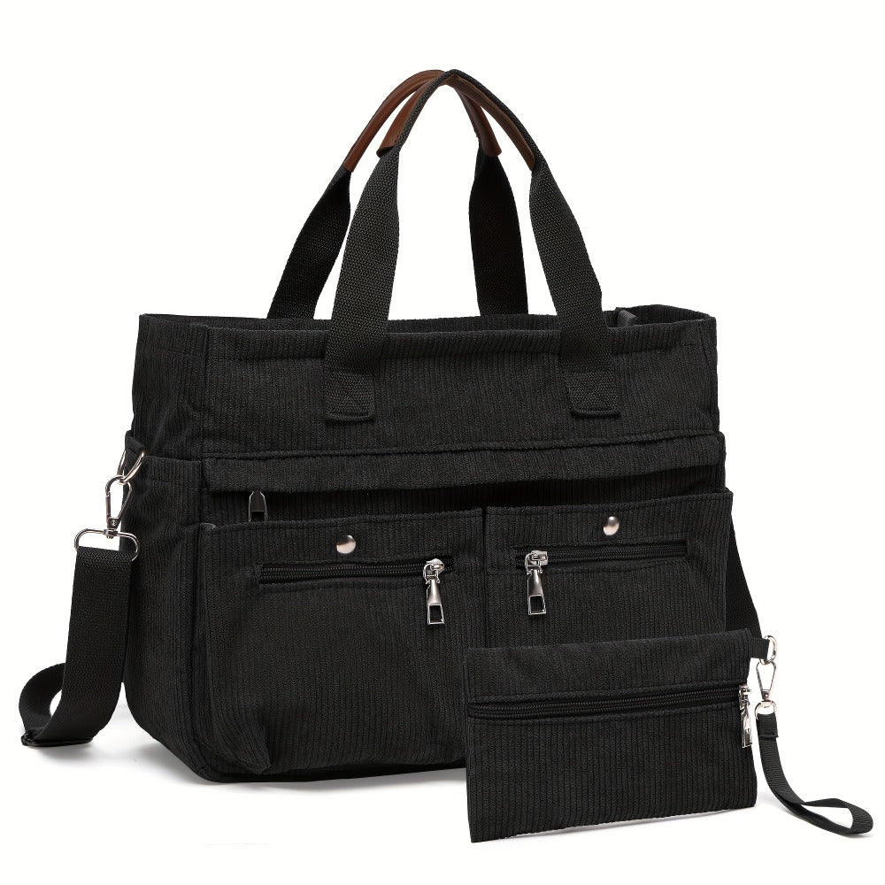 Laptop Bag – 2-Piece, Corduroy, Large Capacity, Adjustable Strap – detail view 2