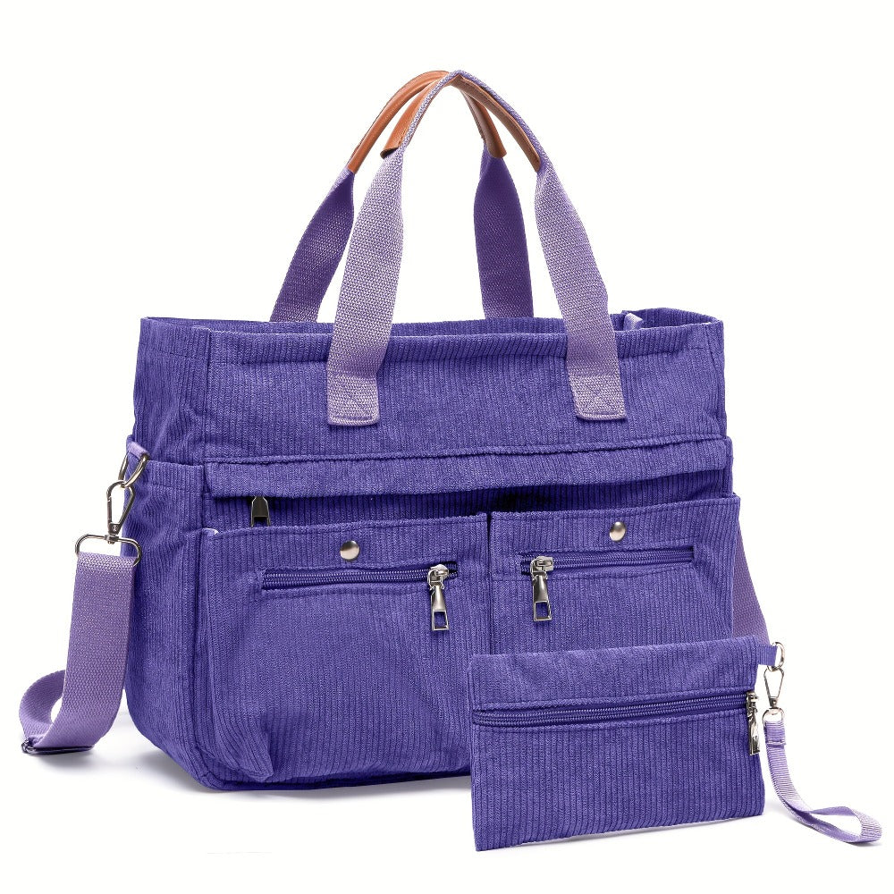 Laptop Bag – 2-Piece, Corduroy, Large Capacity, Adjustable Strap – detail view 4