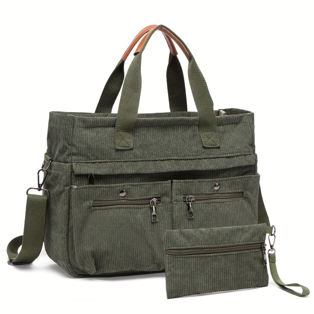Laptop Bag – 2-Piece, Corduroy, Large Capacity, Adjustable Strap – detail view 6