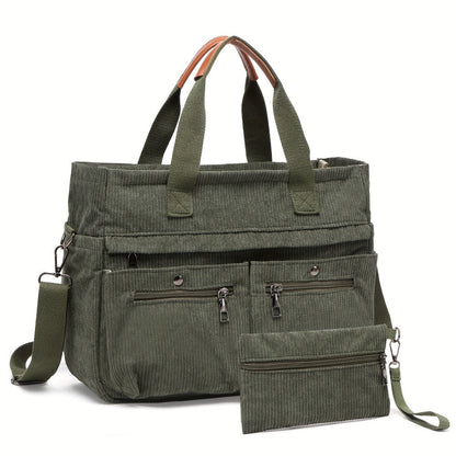 Laptop Bag – 2-Piece, Corduroy, Large Capacity, Adjustable Strap – detail view 6