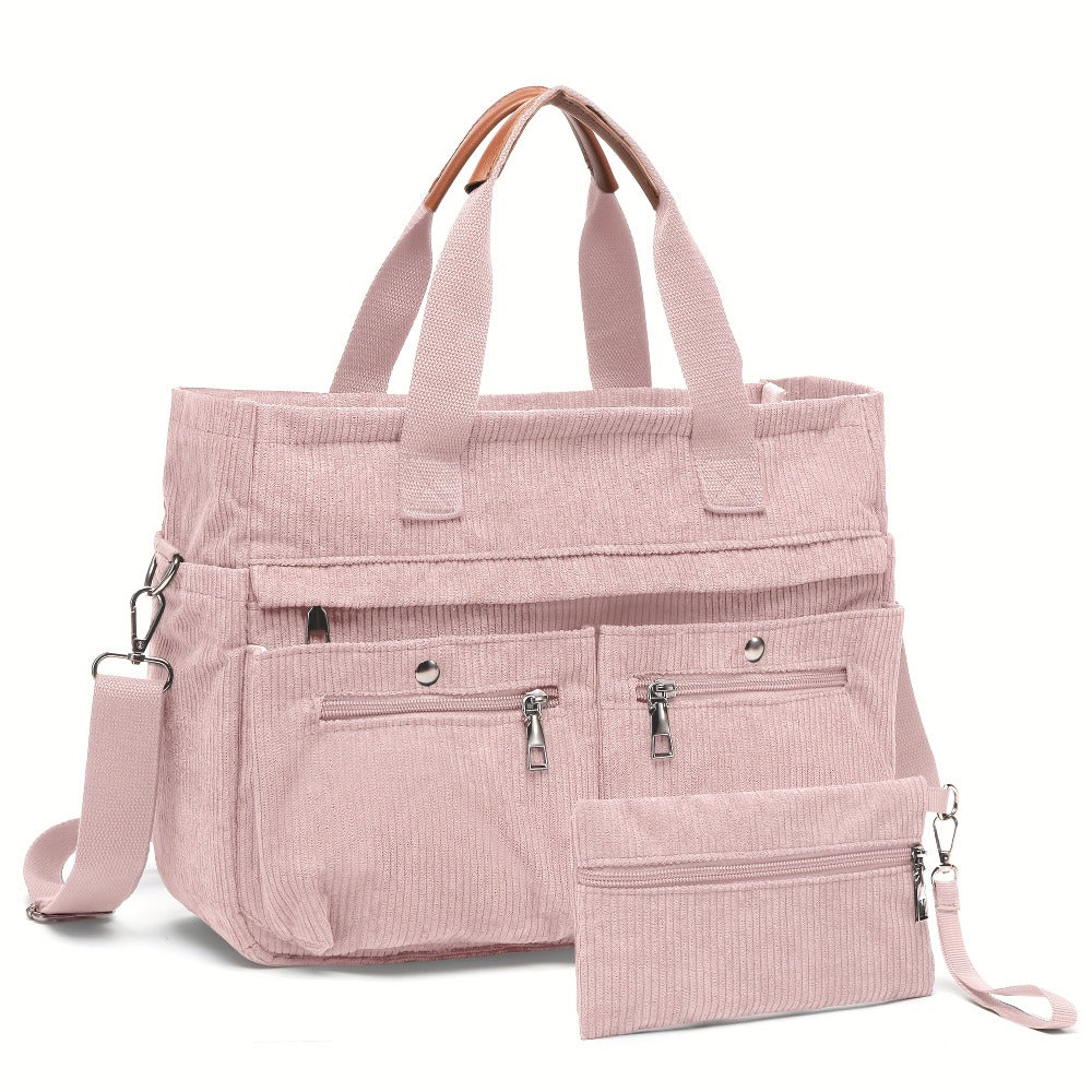 Laptop Bag – 2-Piece, Corduroy, Large Capacity, Adjustable Strap – detail view 8
