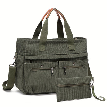 Laptop Bag – 2-Piece, Corduroy, Large Capacity, Adjustable Strap – detail view 23