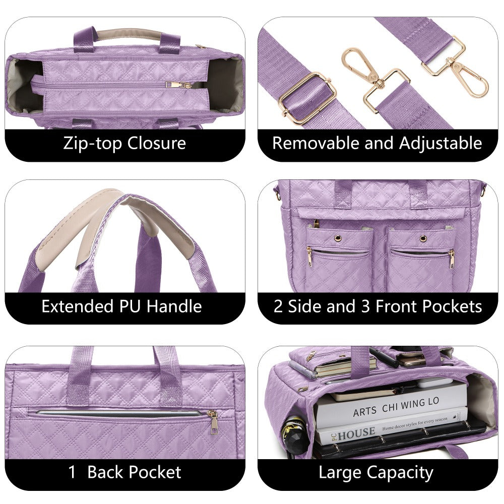 Laptop Bag – 2 Piece, Nylon, Quilted, Lightweight – detail view 4