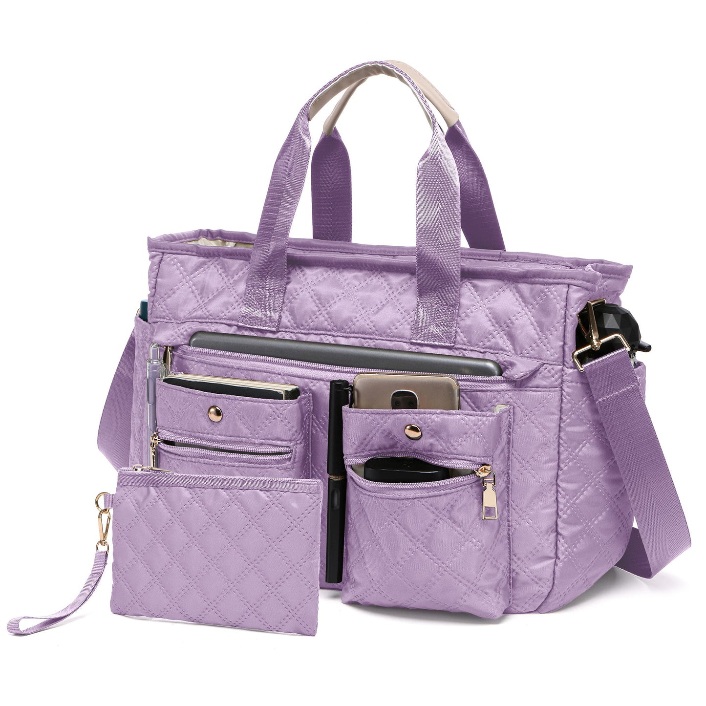 Laptop Bag – 2 Piece, Nylon, Quilted, Lightweight – detail view 18